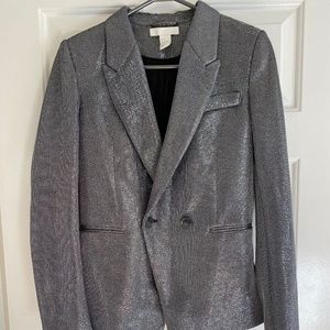 H&M Metallic Silver Blazer- US 4 (Slim Fit)